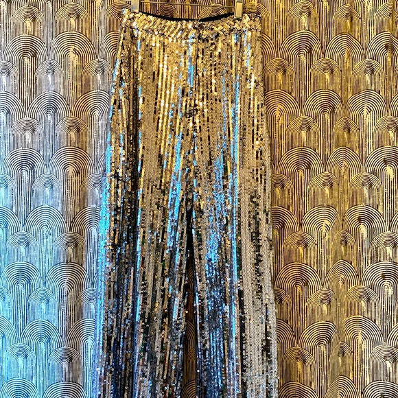 SEASON SPARKLE! ✨ NWT 12th Tribe Sequence Pants/XS - Picture 1 of 7
